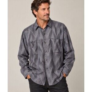 Jhane Barnes Storm Shirt Men’s L Gray Abstract Marbled Print Vintage Rare Artsy